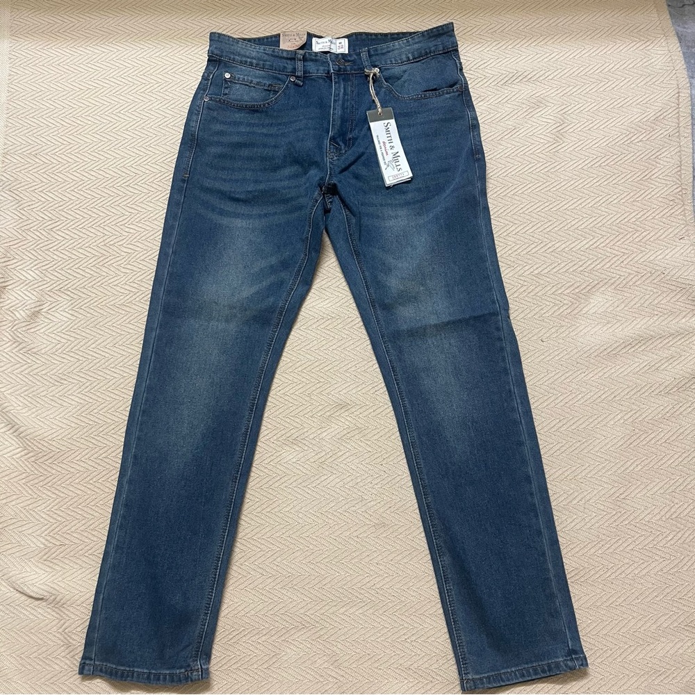 SMITH Men's Straight Fit Denim Jeans - Classic Blue - Picture 6 of 8